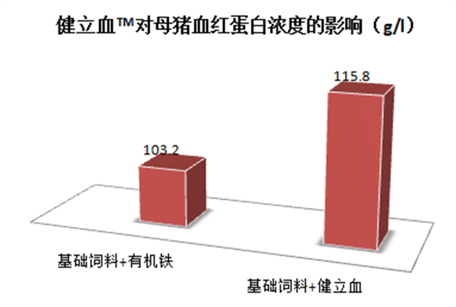 尊龙凯时中国猪饲料添加剂健立血对母猪血红蛋白浓度的影响